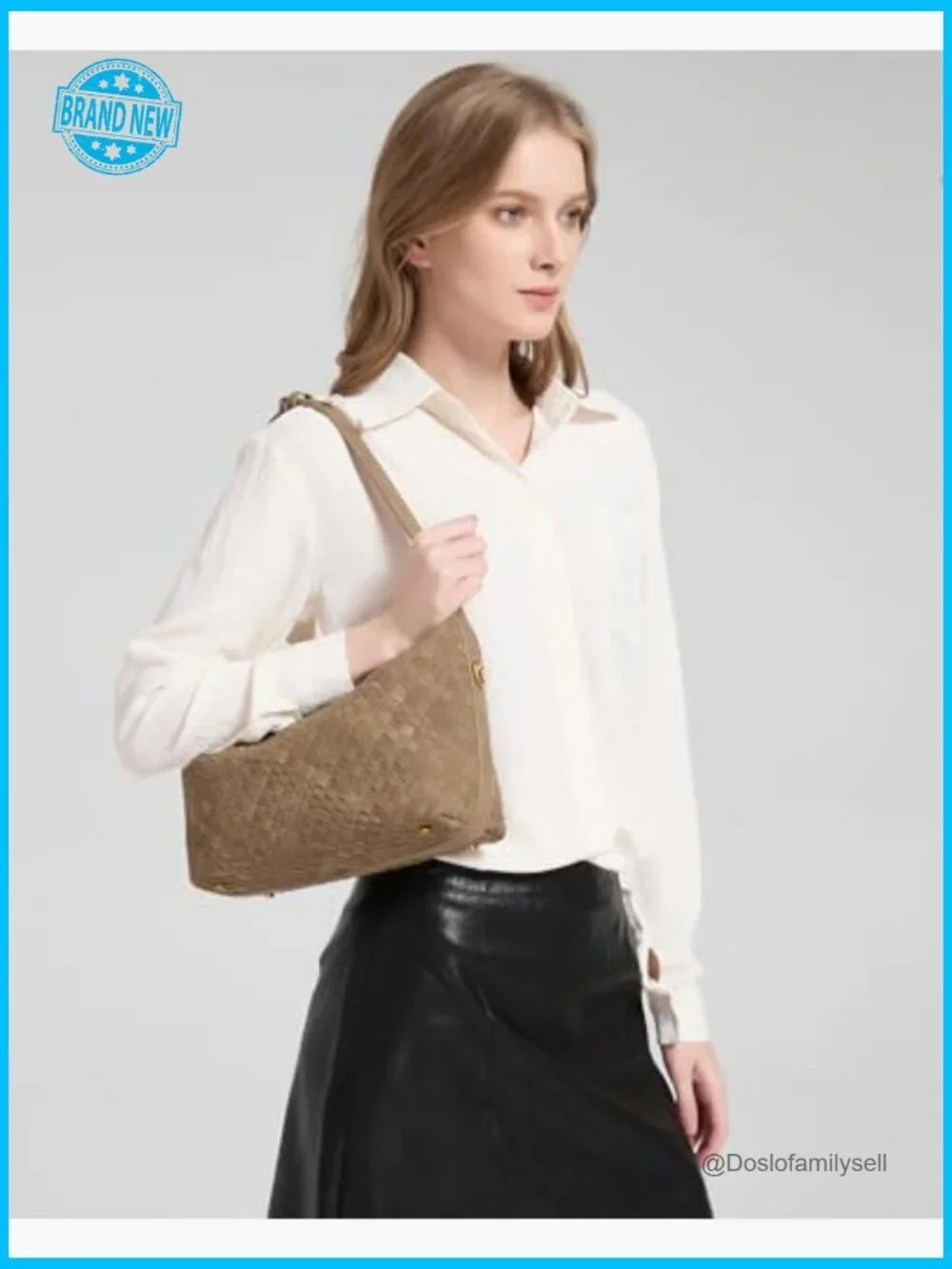 Woven Suede Hobo Bag Medium Slouchy Shoulder Crossbody Purse Adjustable Strap